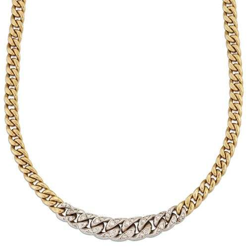 Un collier flexible bicolore avec des maillons en diamant, l...