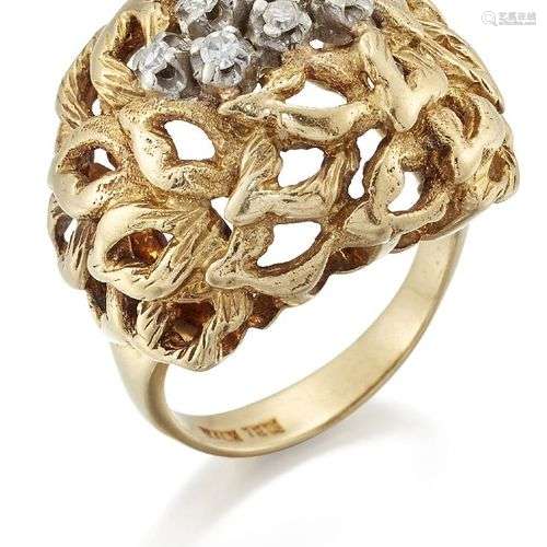 Bague italienne des années 1960, bague bombe en diamant, ave...