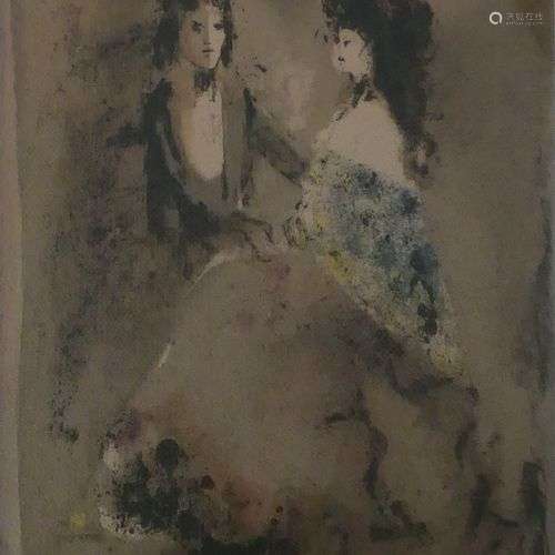 Leonor FINI (1907-1996) Couple. Lithographie 36 x 27 cm