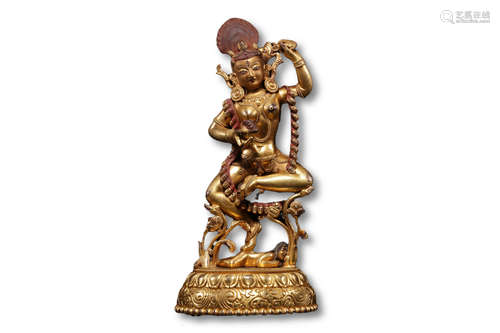 A Gilt Bronze Dakini Figure Statue