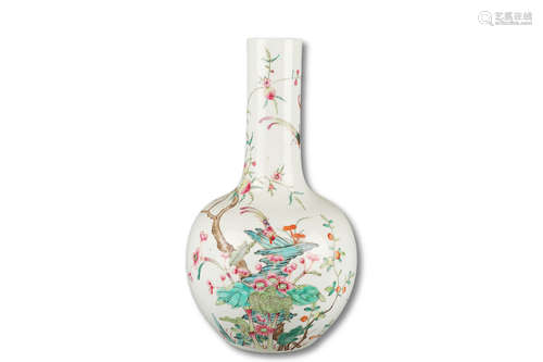 A Famille Rose Flower Celestial Bottle