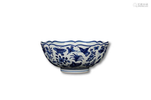 A Blue and White Butterfly Pattern Porcelain Bowl