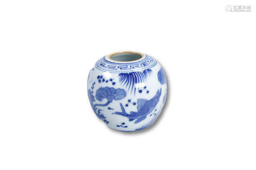 A Blue and White Fish with Grass Pattern Porcelain Jar