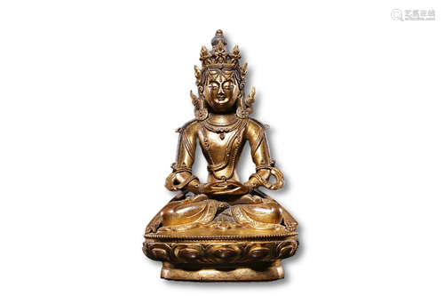 A Gilt Bronze Seated Longevity Buddha