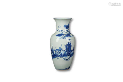 A Blue And White Character Story Porcelain Bottle