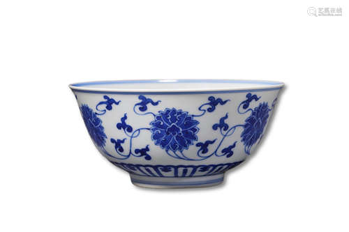 A Blue And White Lotus Pattern Porcelain Bowl