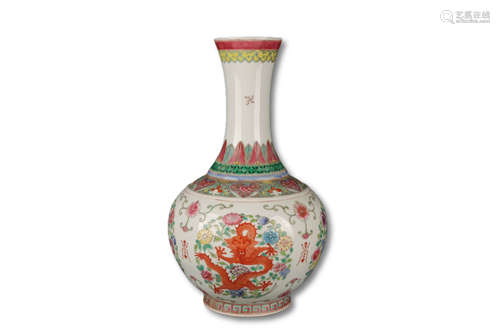 A Famille Rose Dragon with Branch Pattern Porcelain Vase