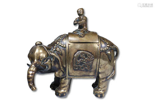 A Bronze Elephant with Child Incense Burner