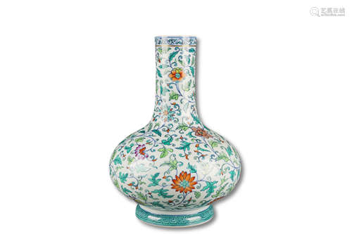 A Blue And White Doucai Flower Porcelain Bottle