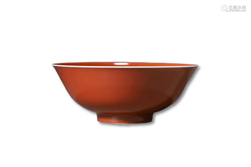 A Red Glazed Porcelain Bowl