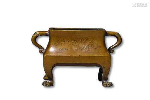 A Bronze Double Ear Incense Burner