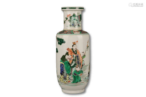 A Wucai Character Story Porcelain Vase