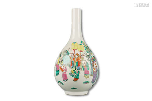 A Famille Rose Character Story Porcelain Bottle