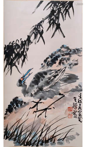 A Chinese Bird Painting, Li Kuchan Mark