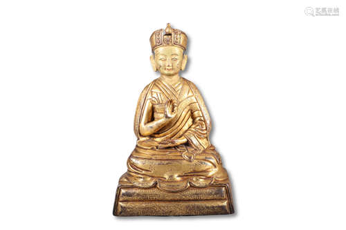 A Gilt Bronze Guru Figure Statue