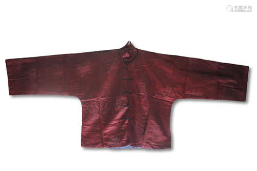 A Red Color Flower Patten Man Silk Shirt