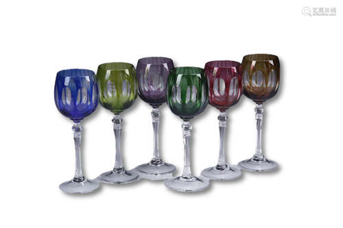 A Group of Six Crystal Frosted Tulip Glasses