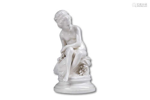 A White Beautiful Lady Carved Porcelain Figure