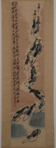 Chinese ink painting Qi Baishi's shrimp