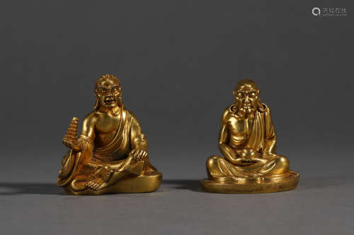 Gilt statue of Bodhidharma in the Qing Dynasty