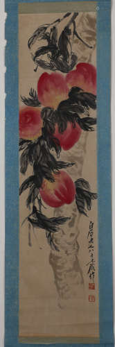 Chinese ink painting Qi Baishi's Peach