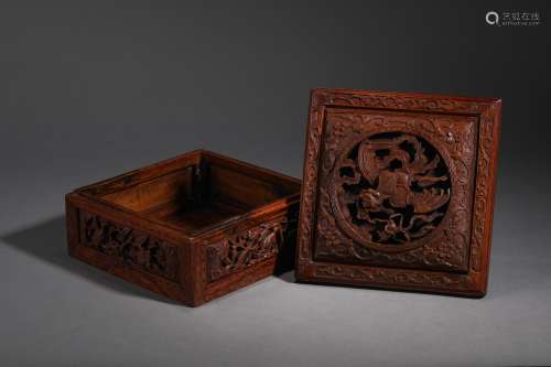 Sandalwood Dragon Box in Qing Dynasty