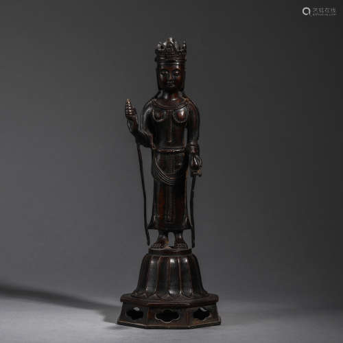 Standing Bronze Statue of Guanyin in Qing Dynasty