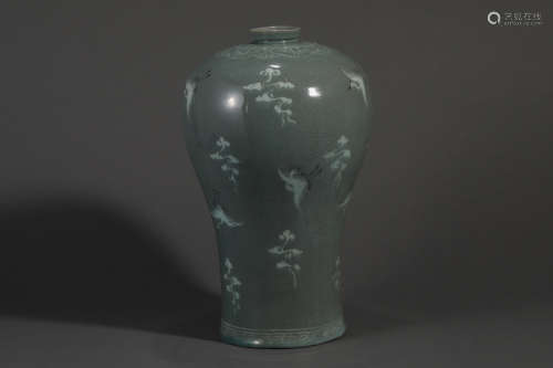 Celadon Crane and Plum Vase in Song Dynasty