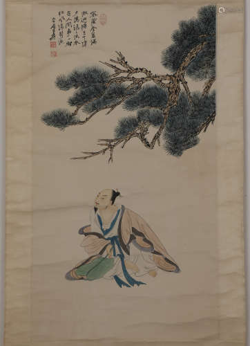 Chinese ink painting Zhang Daqian's figure