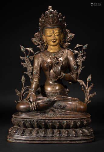 Gilt silver seven-eyed Tara statue in Qing Dynasty