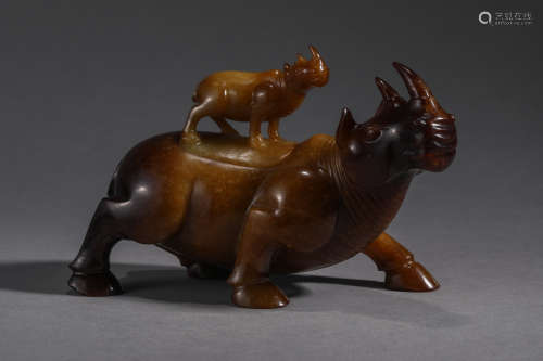 Hetian jade rhino ornaments in Han Dynasty