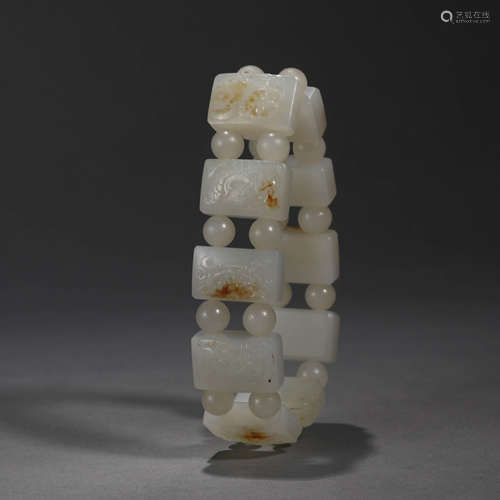 Hetian Jade Beast Pattern Bracelet in Qing Dynasty