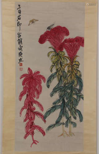Chinese ink painting Qi Baishi's flower drawing