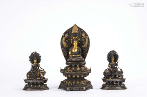 A set of gilt-silver buddha