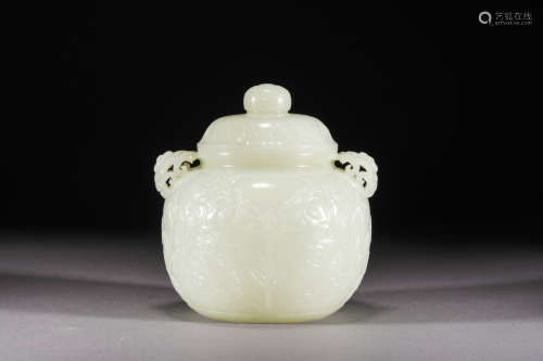 A jade 'floral' jar and cover