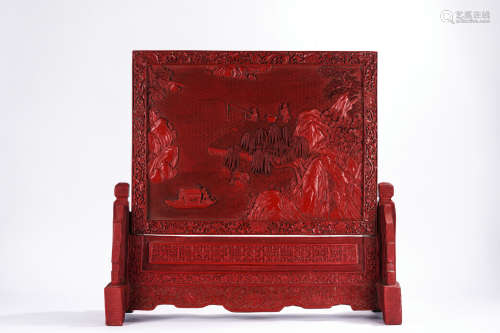 A carved lacquerware 'figure' screen