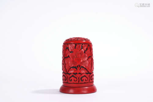 A carved lacquerware 'floral' box and cover