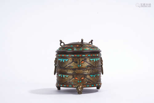 A bronze censer and cover