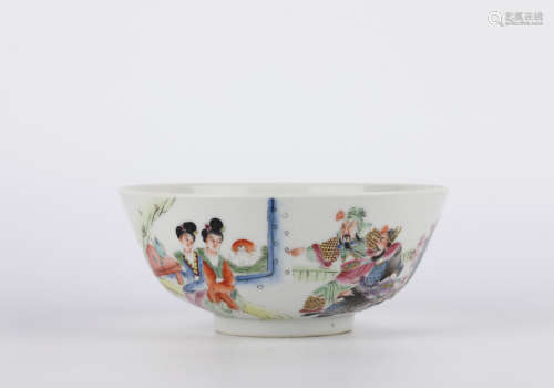 A famille-rose 'figure' bowl