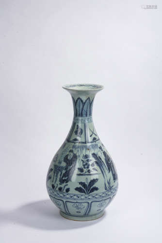 A blue and white 'figure' pear-shaped vase
