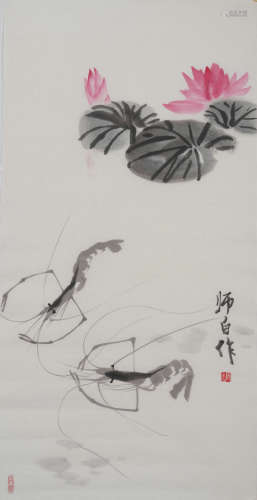 A Lou shibai's shrimp painting(without frame)