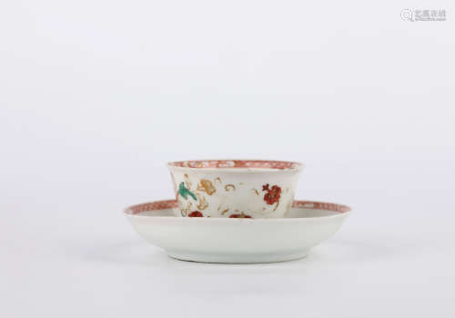 A set of famille-rose 'floral' cup and dish