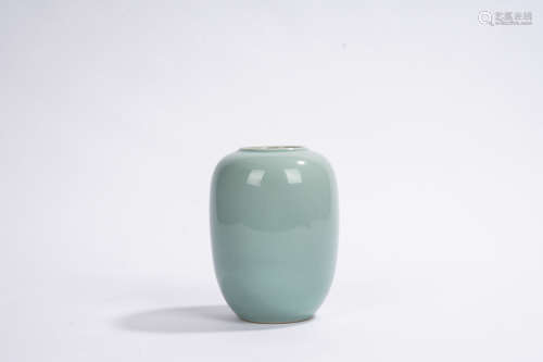 A celadon-glazed jar