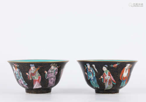 A pair of famille-rose 'figure' bowl