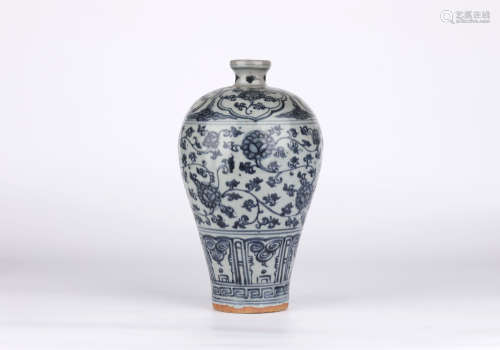 A blue and white 'floral' Meiping