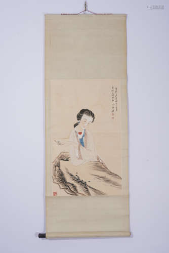 A Zhang daqian's maid painting