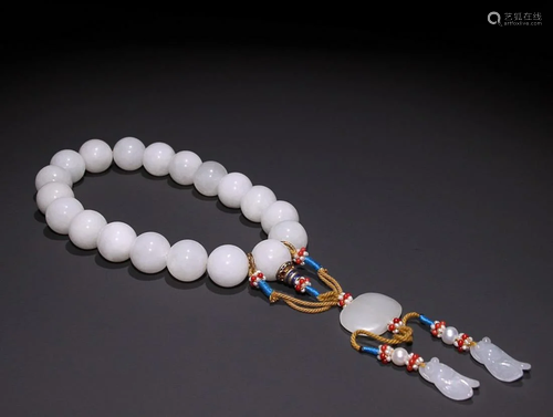 HETIAN WHITE JADE 18-COUNTS ROSARY