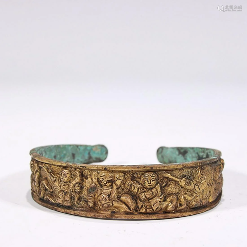 GILT-BRONZE 'FIGURE STORY' BANGLE