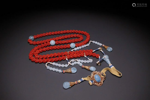 CORAL -BEADS MANDARIN COURT NECKLACE