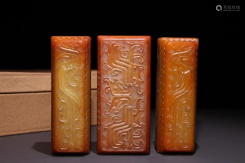 SET OF TIANHUANG STONE 'DRAGON' SEALS